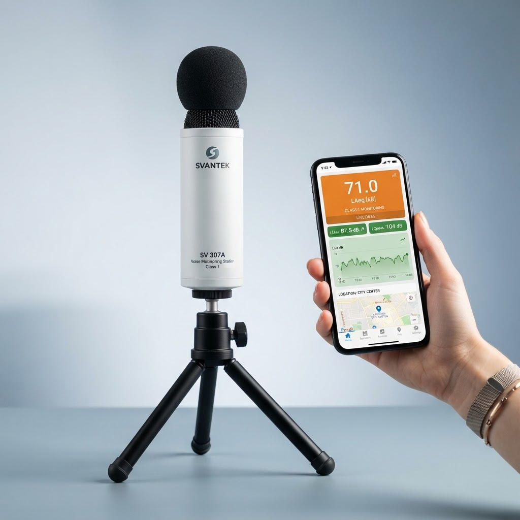 Svantek sound and vibration measurement instrument in use